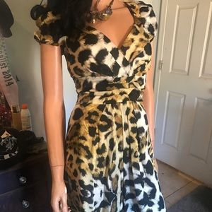 Betsey johnson leopard print silk dress